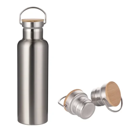 Garrafa Inox Térmica C/ Tampa Bambu